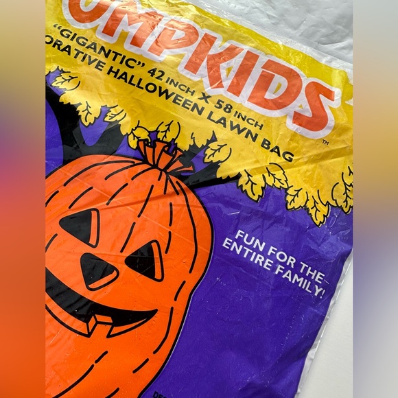 Halloween 1994 Giant Pumpkids Pumpkin Jack-O-Lantern Lawn Yard Bag 42โx58โ NIP - Picture 3 of 5
